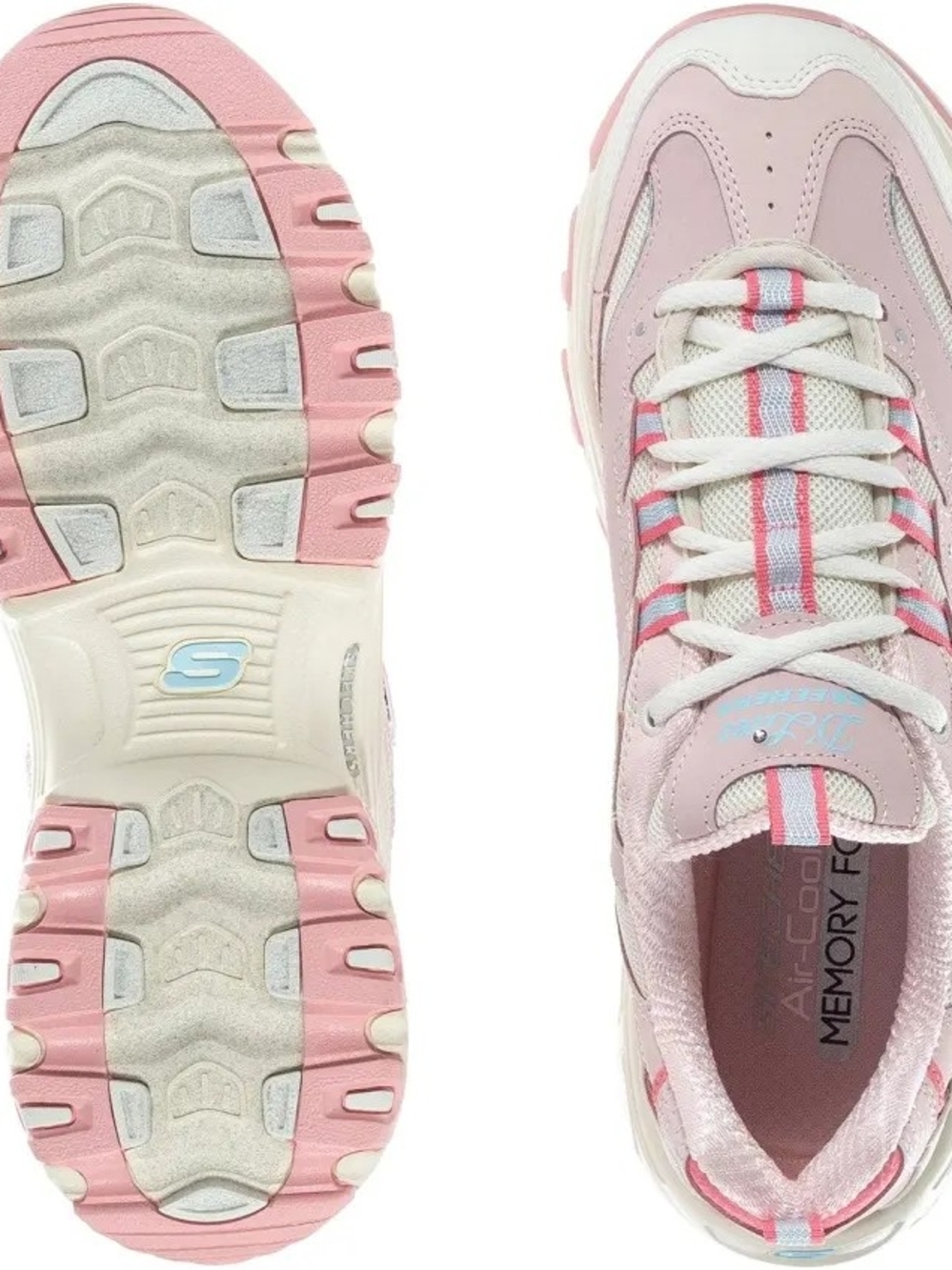 Skechers Women's Pink and White Athletic Lace-Up Sneakers D lite Size 9